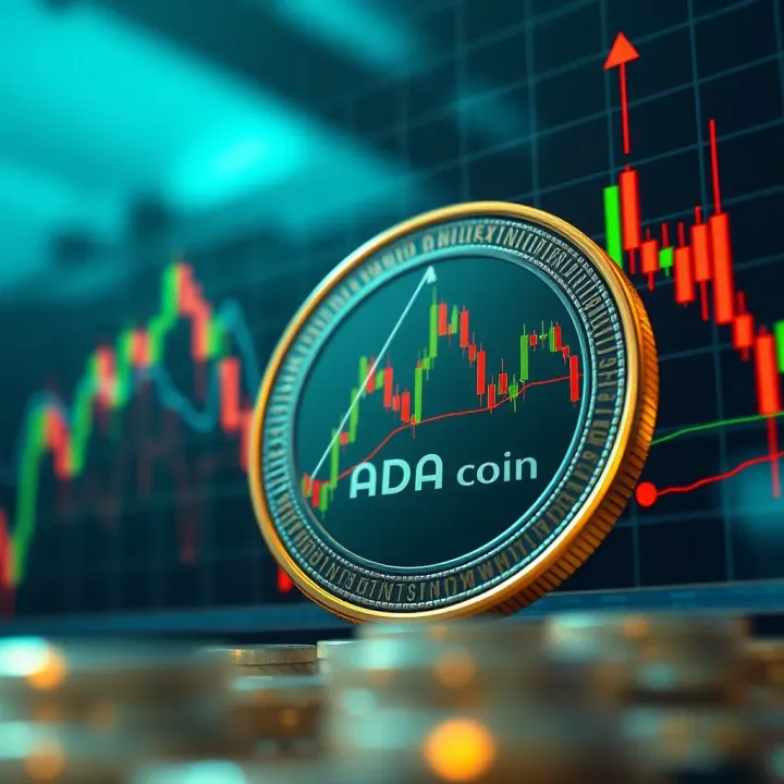 Graph showing ADA Coin price fluctuations and trends over time with technical indicators