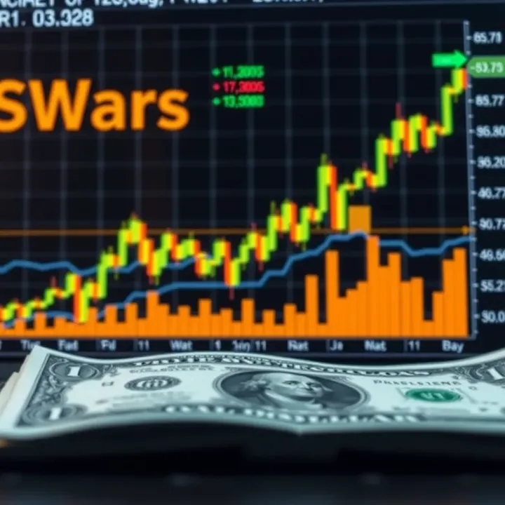 Chart displaying the fluctuating price movements of gold against the US dollar