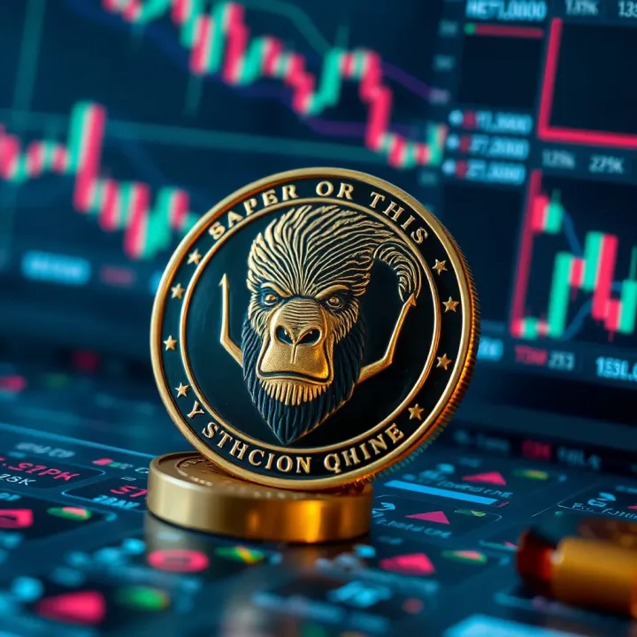 Key Market Influences on Ape Coin Value Conceptual illustration of market factors influencing Ape Coin value with financial charts and data points
