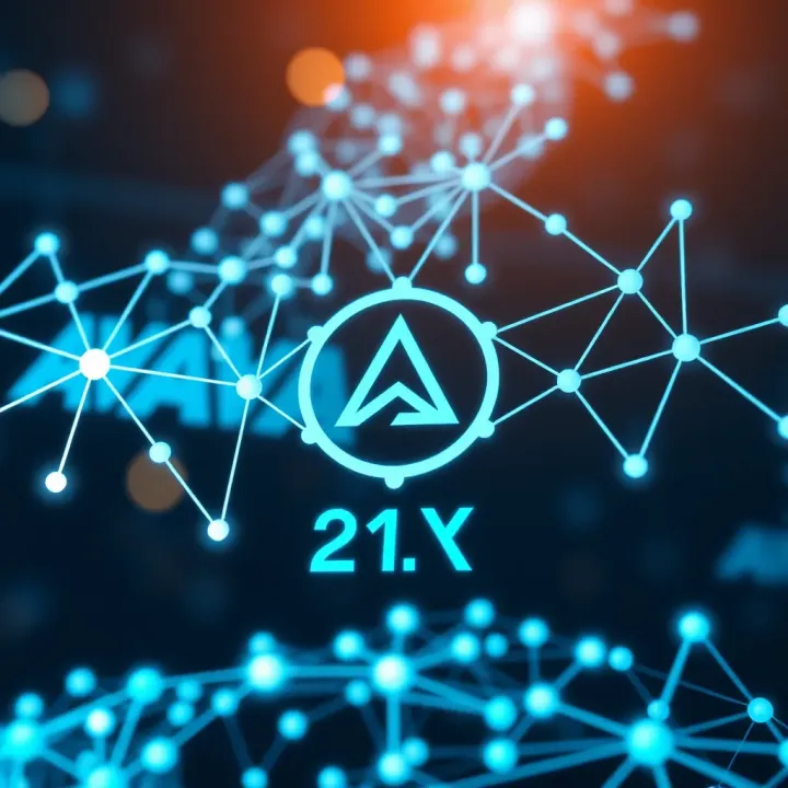 Visualization of blockchain technology nodes connected symbolizing advancements impacting Avax coin