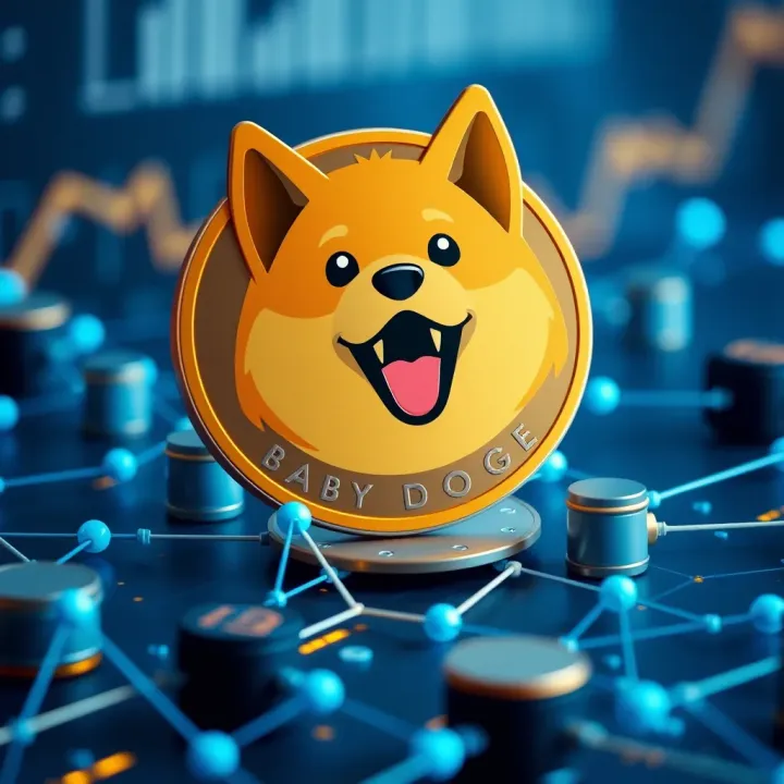 Baby Doge Coin Technology and Community Influence Conceptual illustration of cryptocurrency network with Baby Doge Coin symbol and community connections
