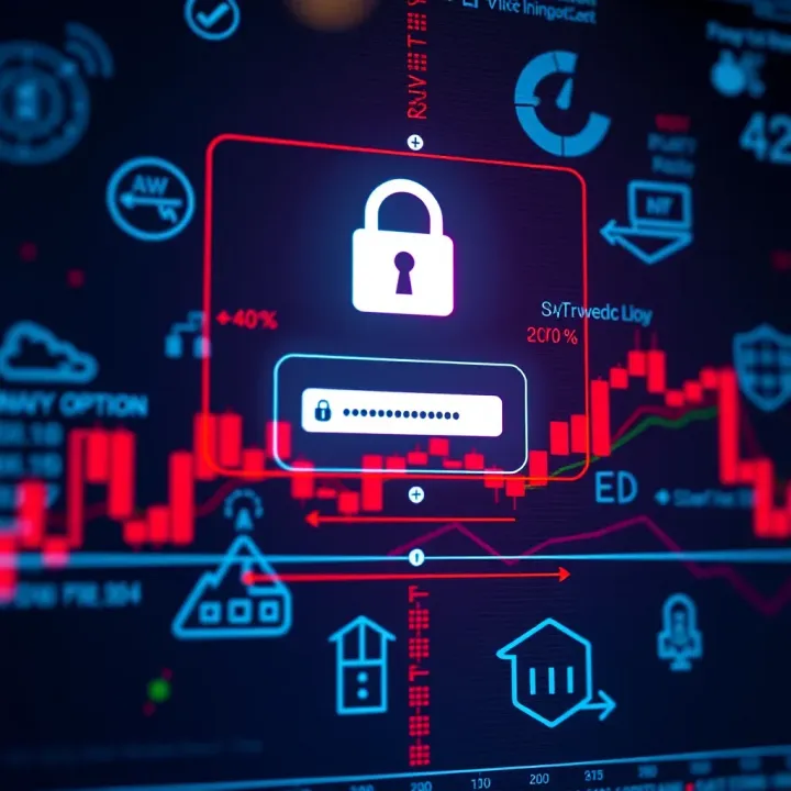 Secure login interface for binary options trading platform with password entry field