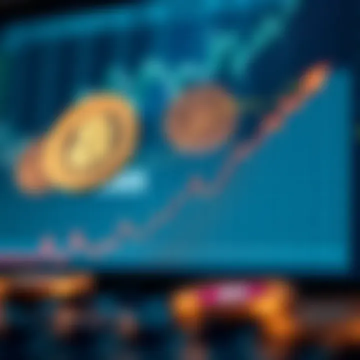 Graph showing upward trends in Avax coin price with digital currency symbols in the background