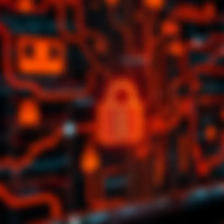 Stylized depiction of secure digital communication with encryption icons representing privacy concerns in crypto trading