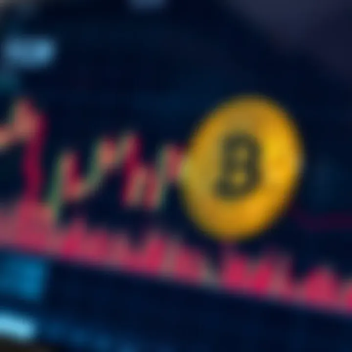 Graph displaying recent Bitcoin price fluctuations with trend lines and volume indicators