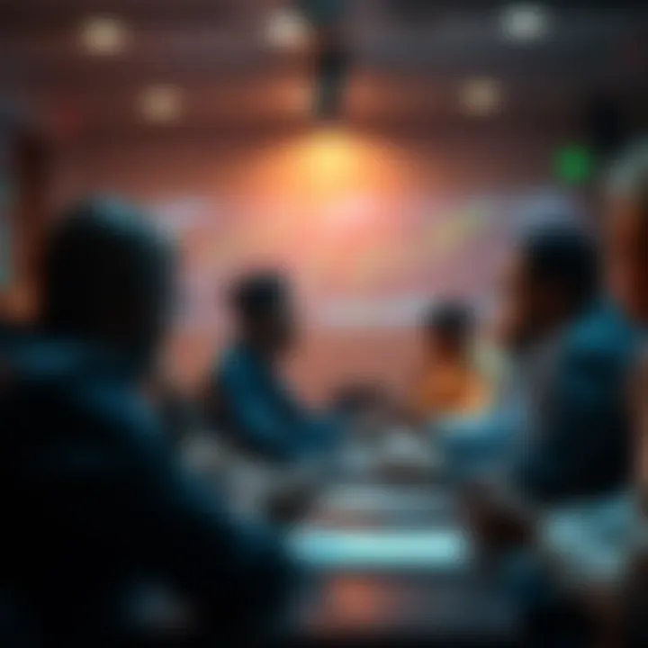 Illustration of a digital community forum with traders sharing insights and strategies on TradingView