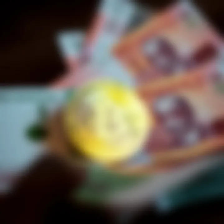 Digital representation of Bitcoin symbol with Nigerian currency notes in the background
