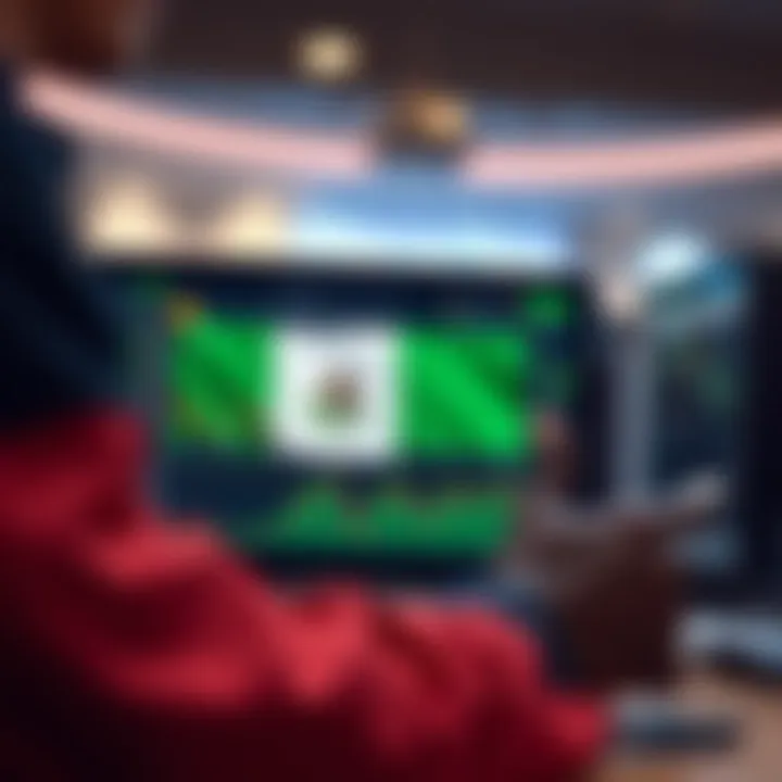 User navigating trading options on Deriv platform with Nigerian flag