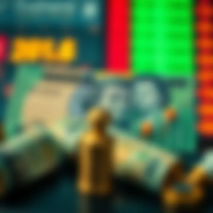 Illustration of economic indicators such as inflation, trade balance, and foreign reserves affecting currency value