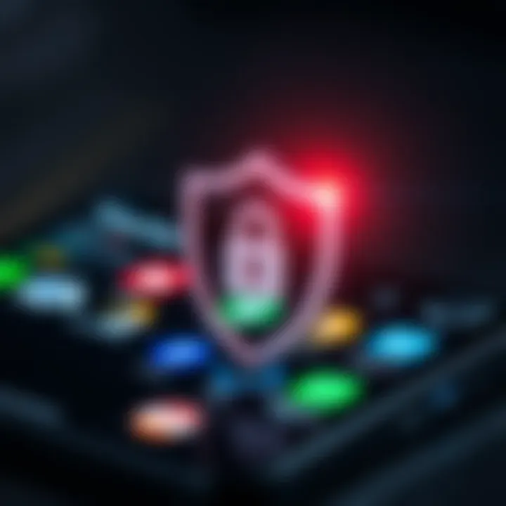 Security shield icon overlaying a smartphone with trading app icons, symbolizing secure and reliable trading in Nigeria