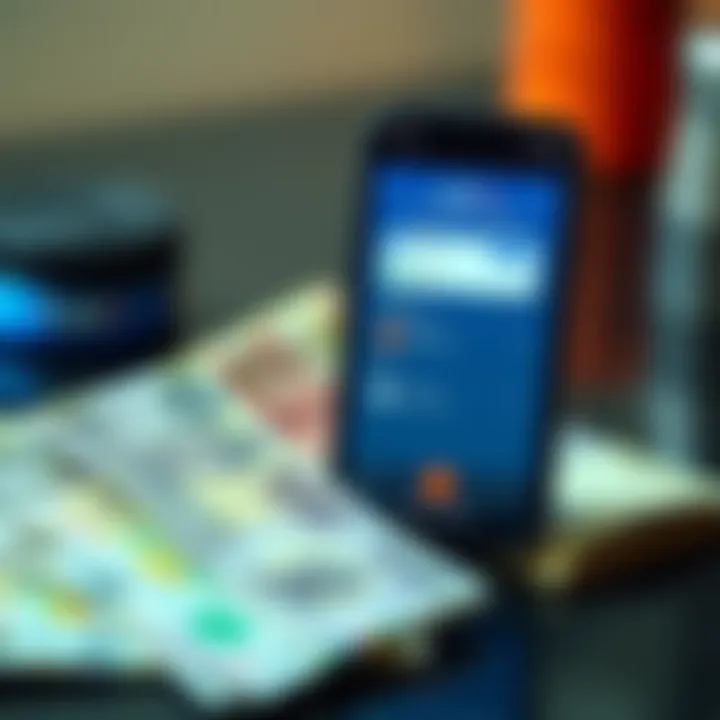 Nigerian Naira currency notes alongside a smartphone displaying a local cash-out platform