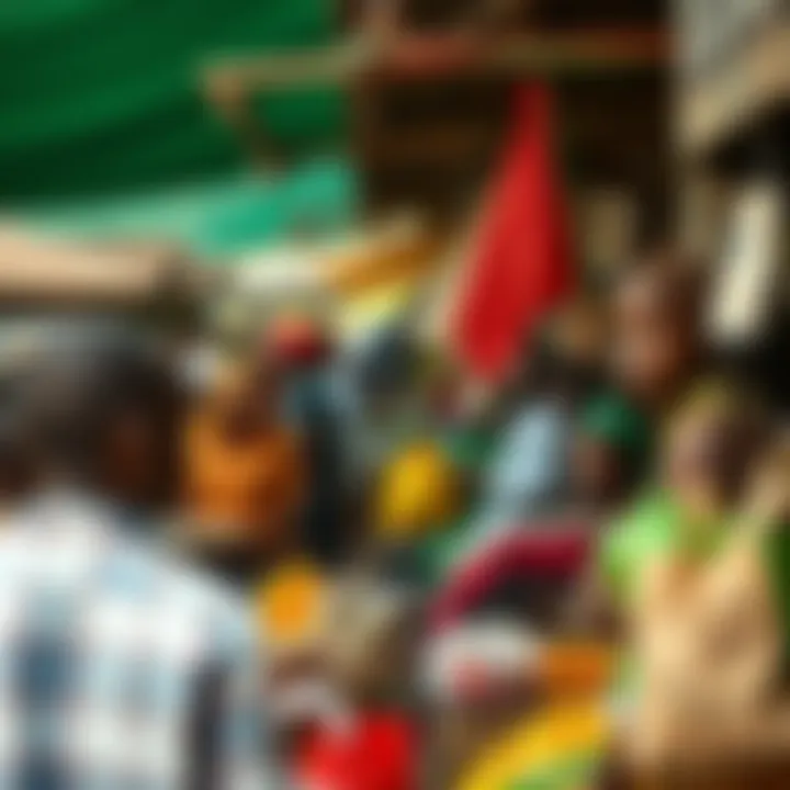 Illustration of a Nigerian marketplace showing various types of competition