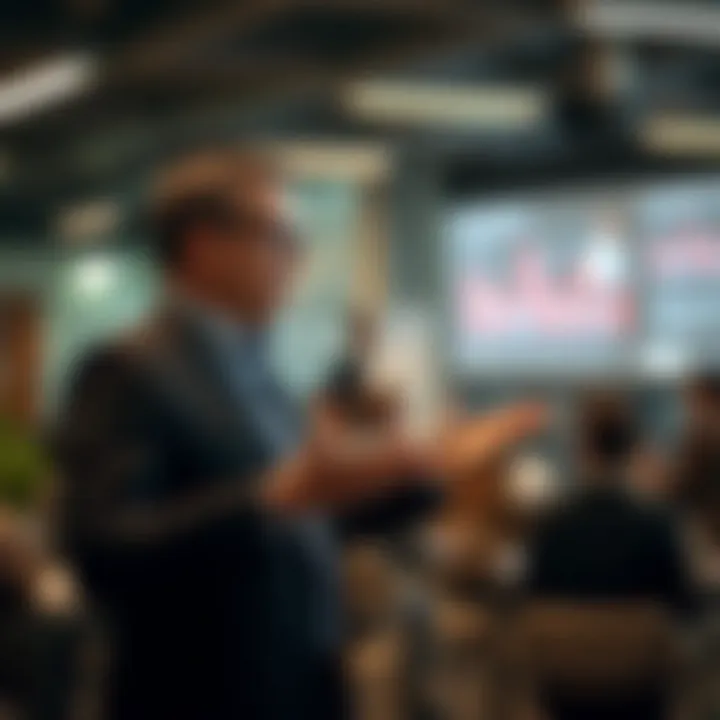 Viktor Radchenko delivering a presentation on innovative technology solutions