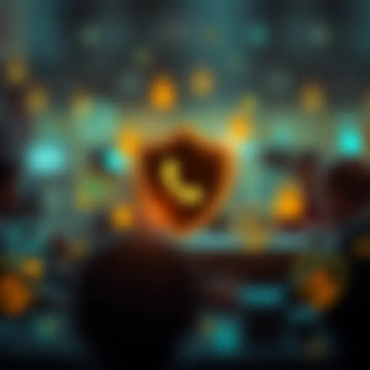 Secure communication concept showing shield and chat icons representing safe interaction within Binance WhatsApp groups