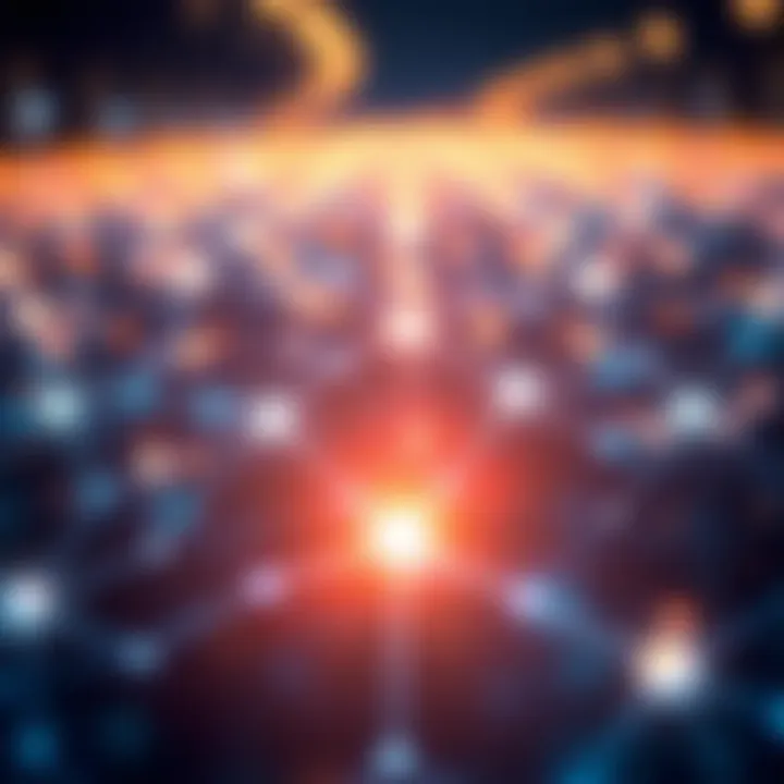 Illustration of digital network nodes representing Stellar blockchain technology connections