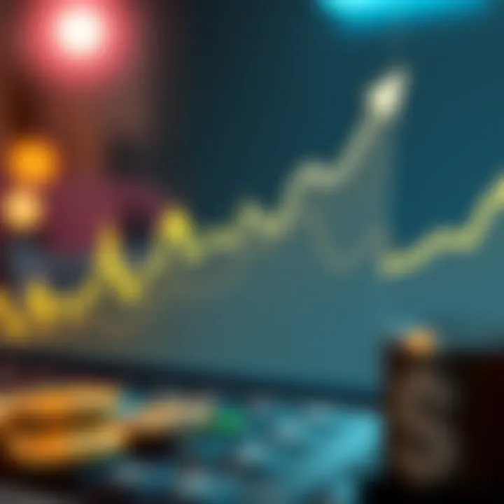 Graph showing upward and downward trends in Stellar Lumens price with currency symbols