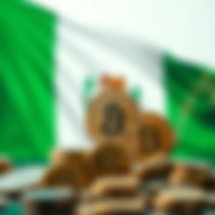 Currency exchange symbols with Nigerian flag background representing forex trading in Nigeria