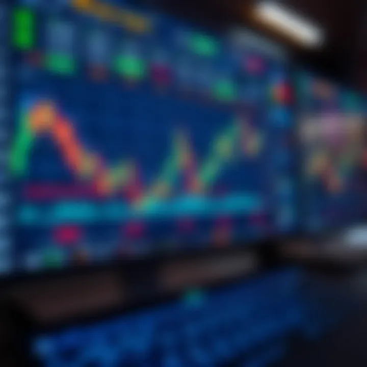 Illustration showing a digital trading platform interface with binary options charts and trading tools