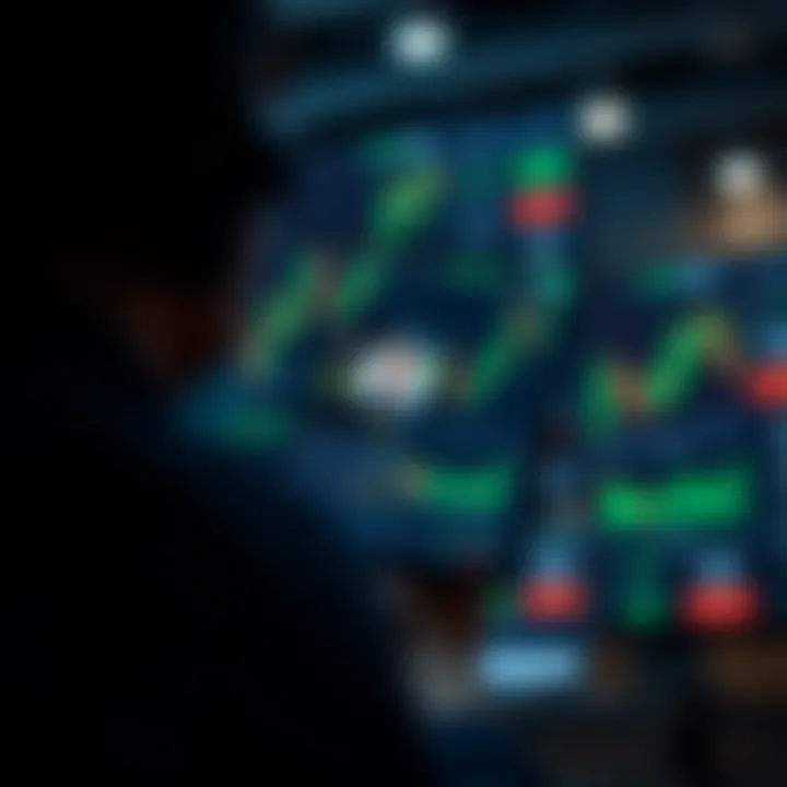 Digital interface showing financial charts and trader profiles on a copy trading platform