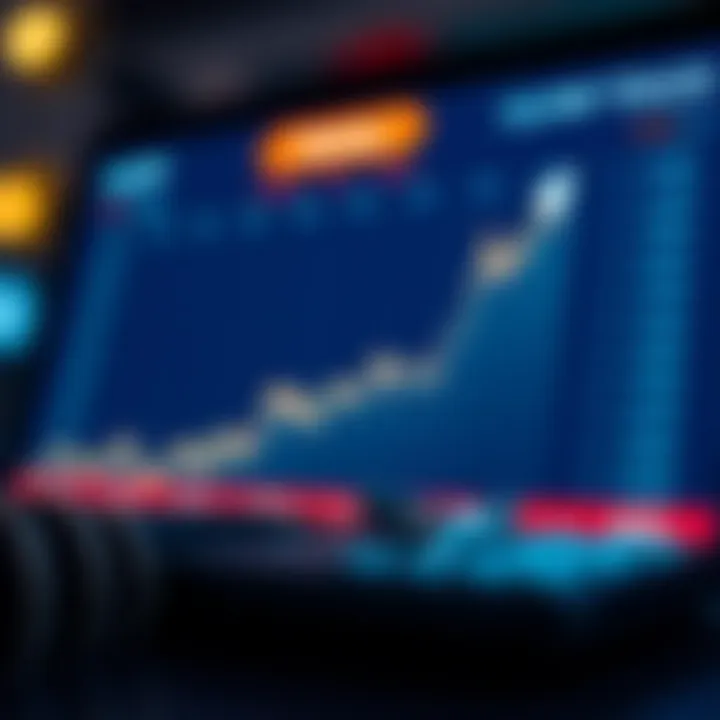 Graph showing upward trend in financial investment on digital platform