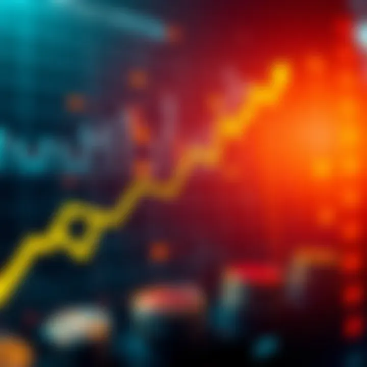 Graph showing upward trend and digital currency icons representing investment growth