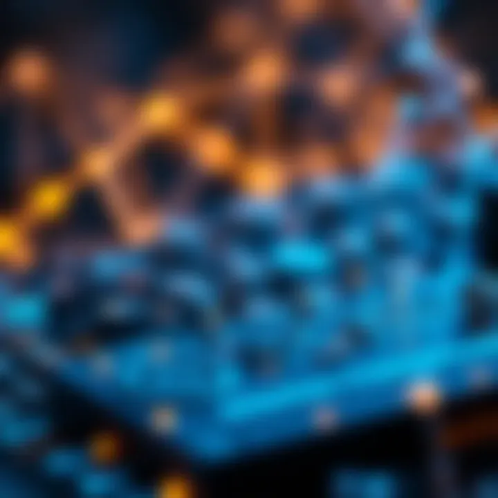 Digital representation of XRP technology and blockchain connections