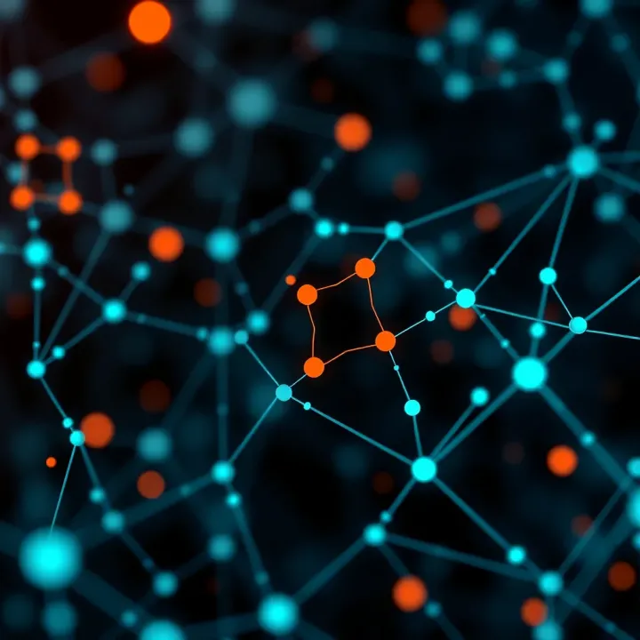 Cardano Blockchain Network Visualization Illustration of Cardano blockchain network nodes connected with digital data streams