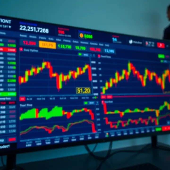 Dashboard showcasing various binary options trading assets and market data