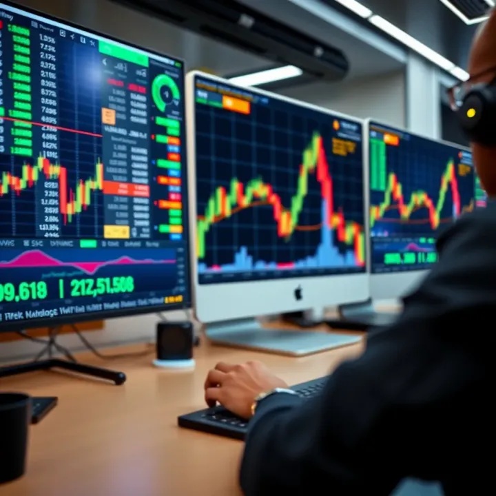 Illustration showing a digital interface with popular forex trading platforms and charts