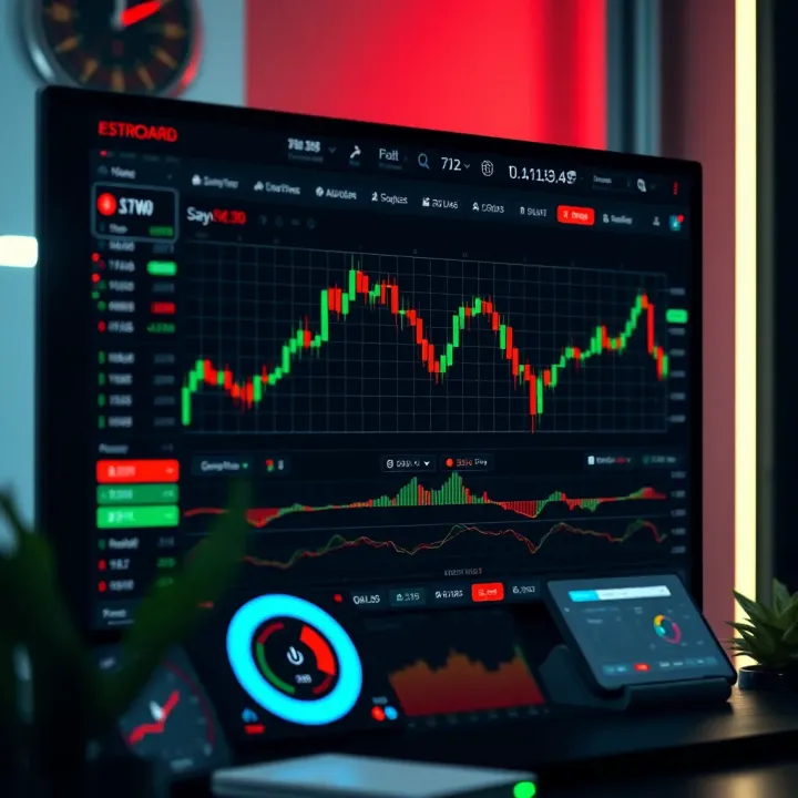 Dashboard overview showing binary options trading charts and indicators on a computer screen