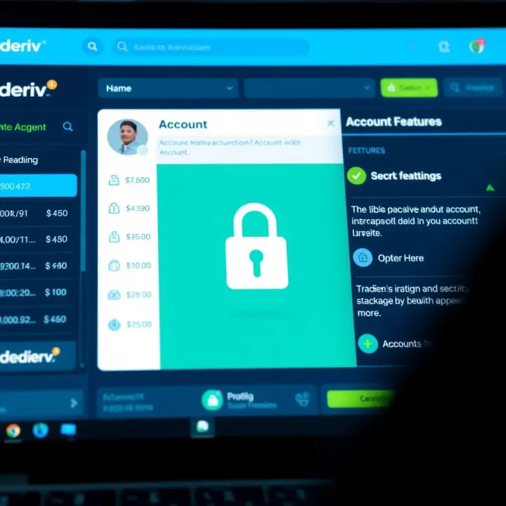 User interface displaying account management and security features on trading platform