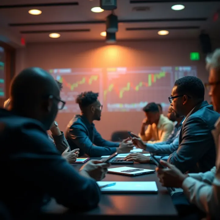 Illustration of a digital community forum with traders sharing insights and strategies on TradingView