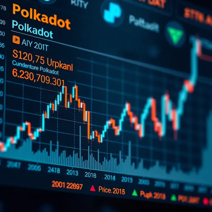 Graph illustrating Polkadot cryptocurrency price fluctuations and market trends