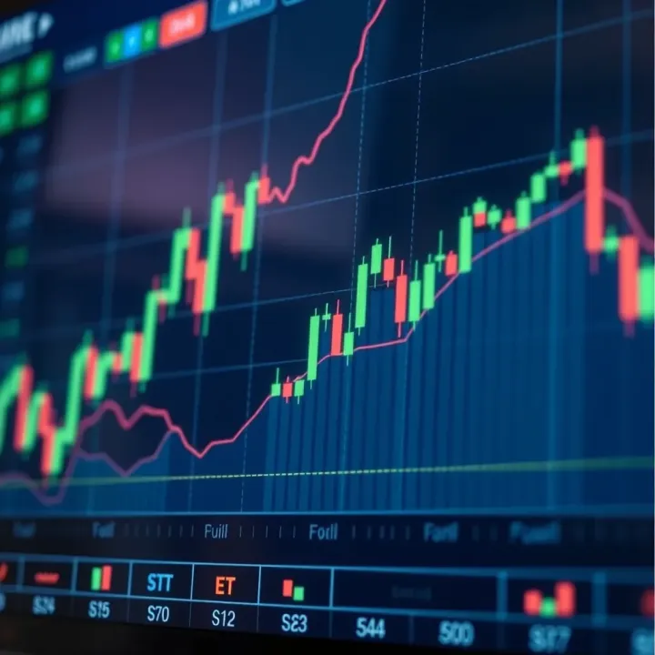 Graph showing upward and downward price movements representing call and put options in trading