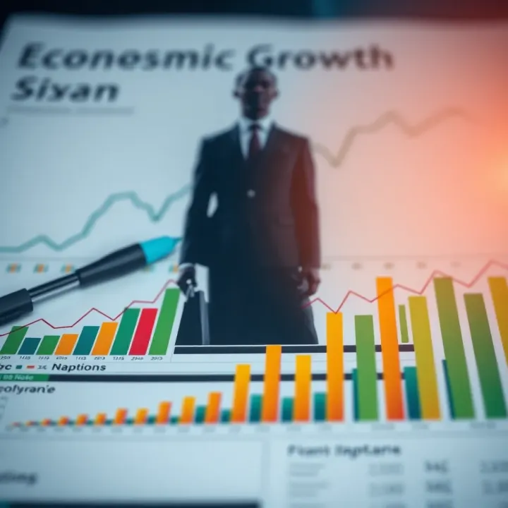 Illustration of a firm contributing to economic growth with charts representing business performance in Nigeria