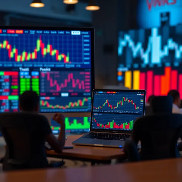 Visual representation of forex trading concepts including charts, risk management, and trading platforms