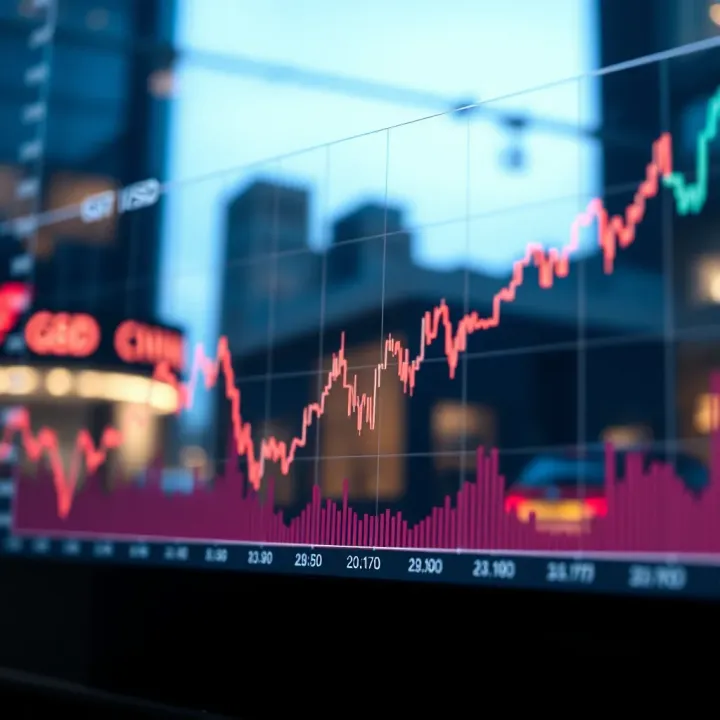 Graph showing recent trends in GBP to USD exchange rate with fluctuating lines and data points