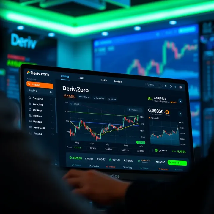 User dashboard displaying trading options and account balance on Deriv.com interface