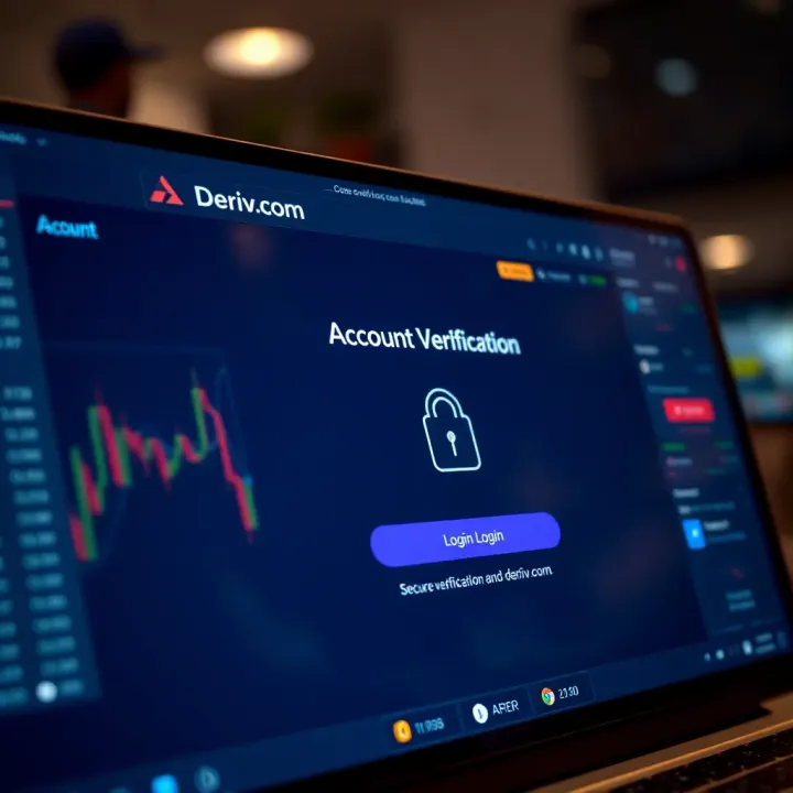 Secure login screen highlighting verification and security features on Deriv.com platform