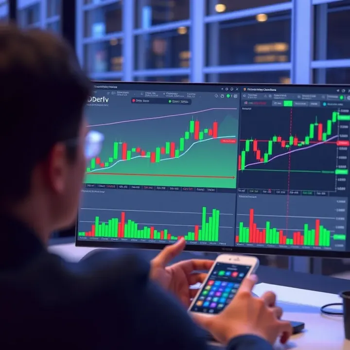 Deriv Platform Integrated with TradingView Charts Deriv trading platform interface integrated with TradingView charts for executing trades