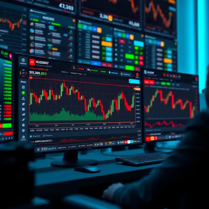 User interface displaying HugosWay trading charts and market analysis tools