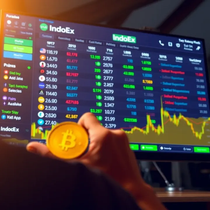 IndoEx Exchange Trading Interface Showcasing Available Cryptocurrency Pairs User interface displaying diverse cryptocurrency trading pairs on IndoEx platform