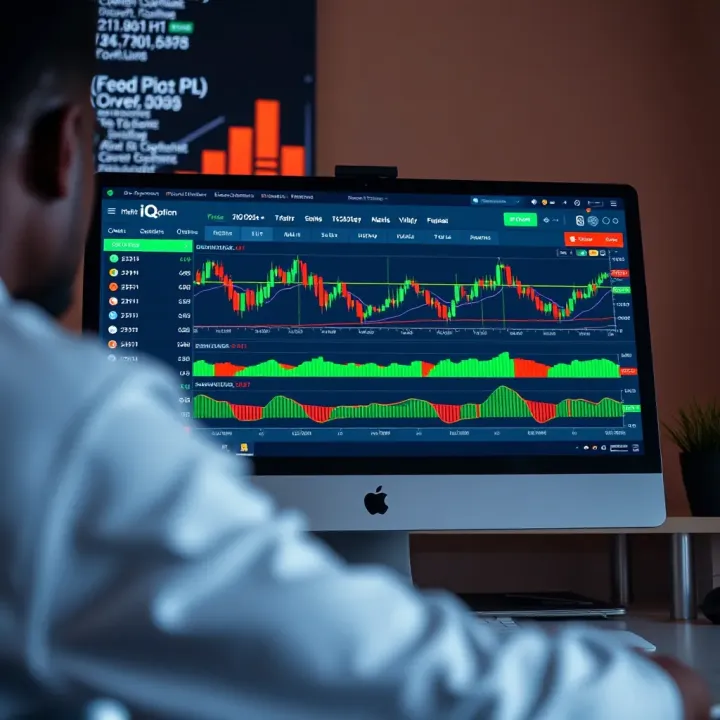 IQ Option Trading Platform Dashboard for Nigeria Desktop computer displaying IQ Option platform with various financial instruments and trading dashboard