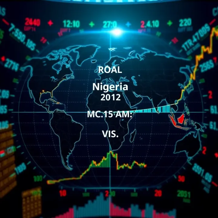 Global map highlighting Nigeria's time zone with overlapping international stock market times