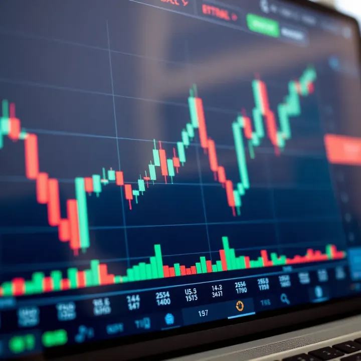 Graph displaying currency pair trends on a digital trading platform with Nigerian flag colors
