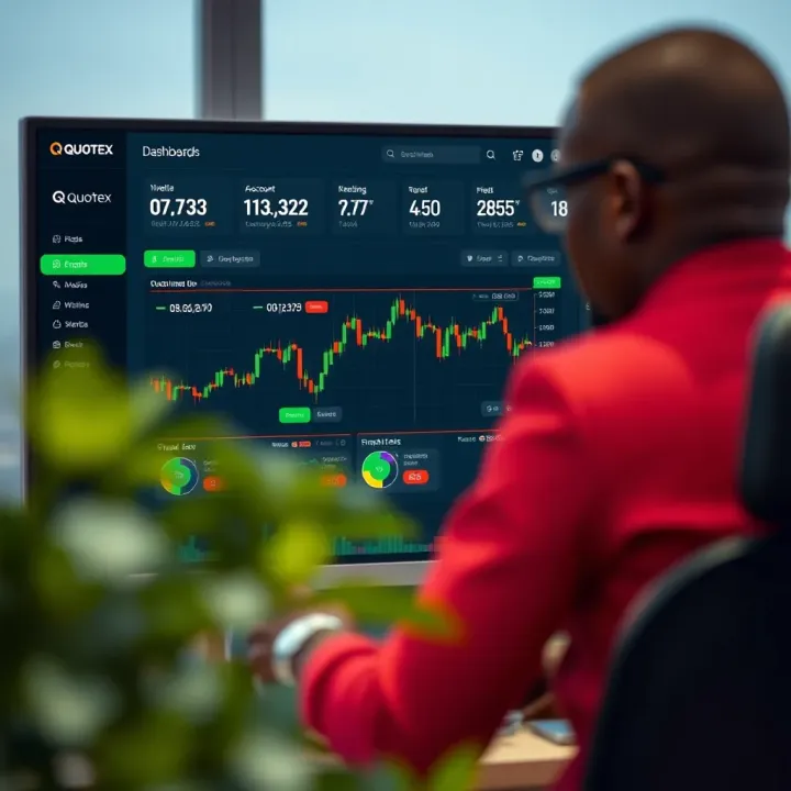 Dashboard view showcasing trading tools and account management options on Quotex