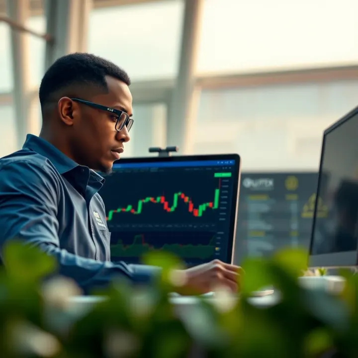 Conceptual illustration of financial risks and benefits for online traders using Quotex