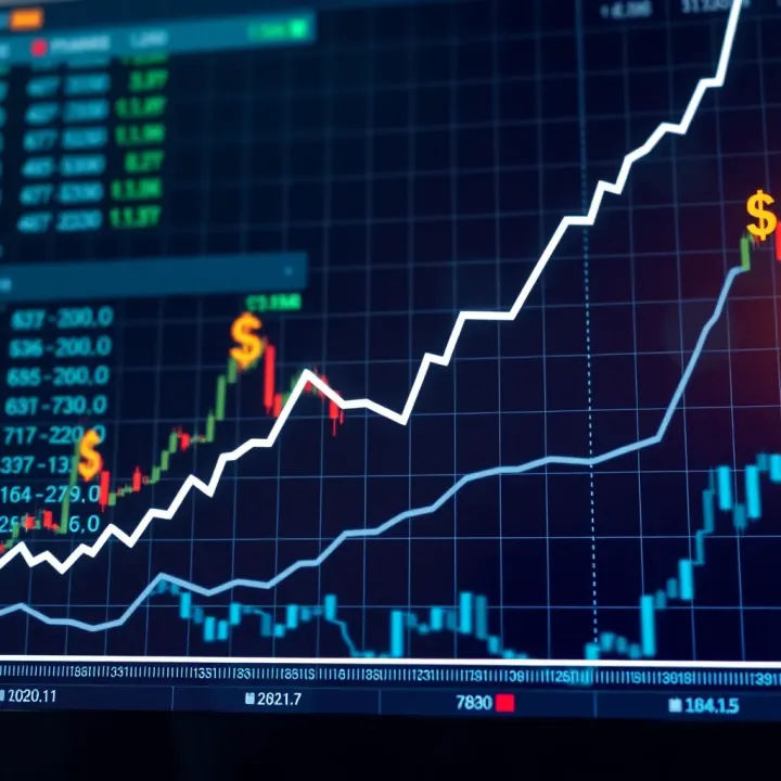 Graph showing upward trend in forex trading profits with currency symbols