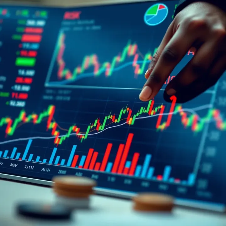 Graphical representation of risk management strategies and asset analysis for trading success
