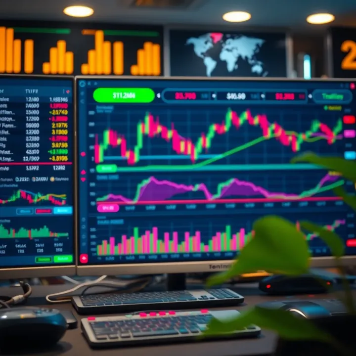 Tentrade Trading Platform and Market Indicators Overview of trading platform with various financial market indicators